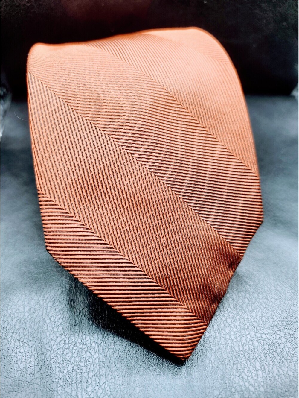 Vintage Christian Dior Paris New York Striped Copper Men’s 100% Silk Neck Tie - Picture 2 of 8